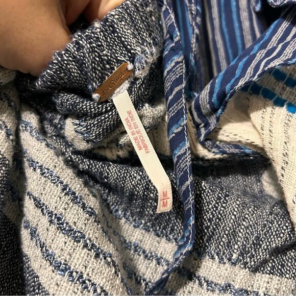 FREE PEOPLE  Cozy Stripe Mini Dress Oversized Babydoll Boho Coastal Peasant sz M - Picture 12 of 14